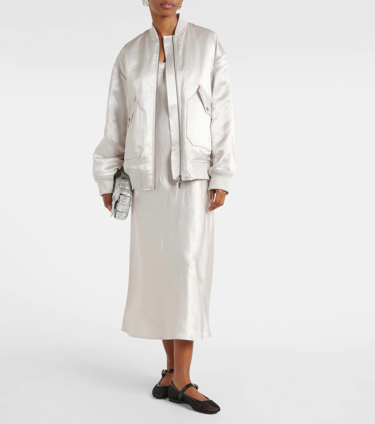 IMELDE (MAX MARA LEISURE) ボンバージャケット Max Mara Leisure Imelde Oversized Crinkled-satin Bomber