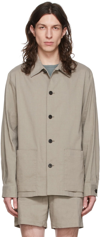 Photo: Theory Taupe Linen Shirt