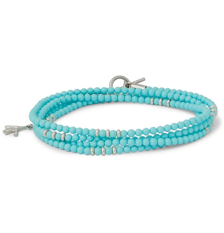 Photo: Isaia - Saracino Turquoise and Sterling Silver Beaded Wrap Bracelet - Blue
