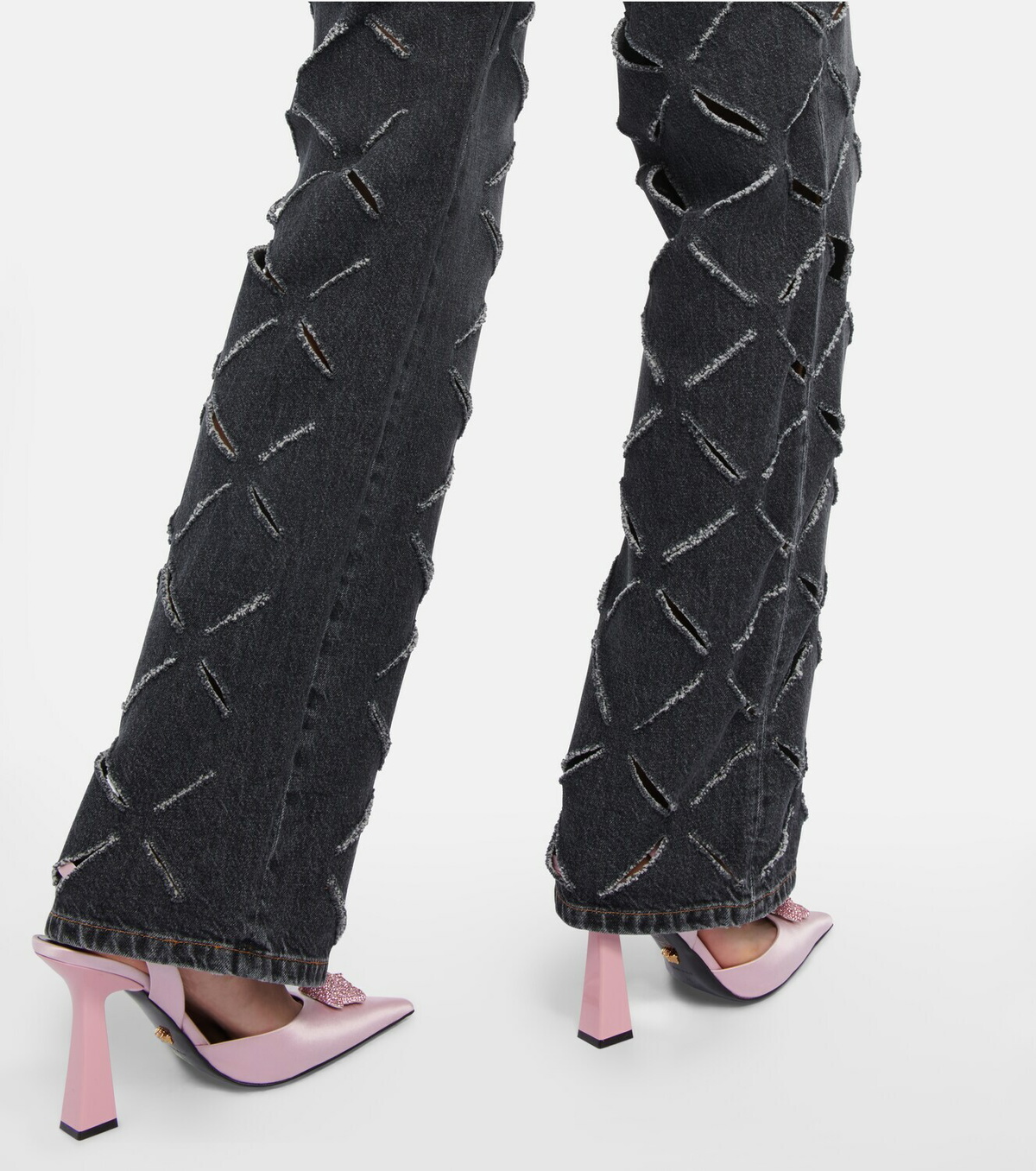 Versace - Laser-cut mid-rise wide-leg jeans Versace