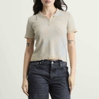 Maison Margiela Women's Stamped Cotton Polo in Pale Blue