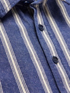 Aspesi - Striped Cotton and Linen-Blend Shirt Jacket - Blue
