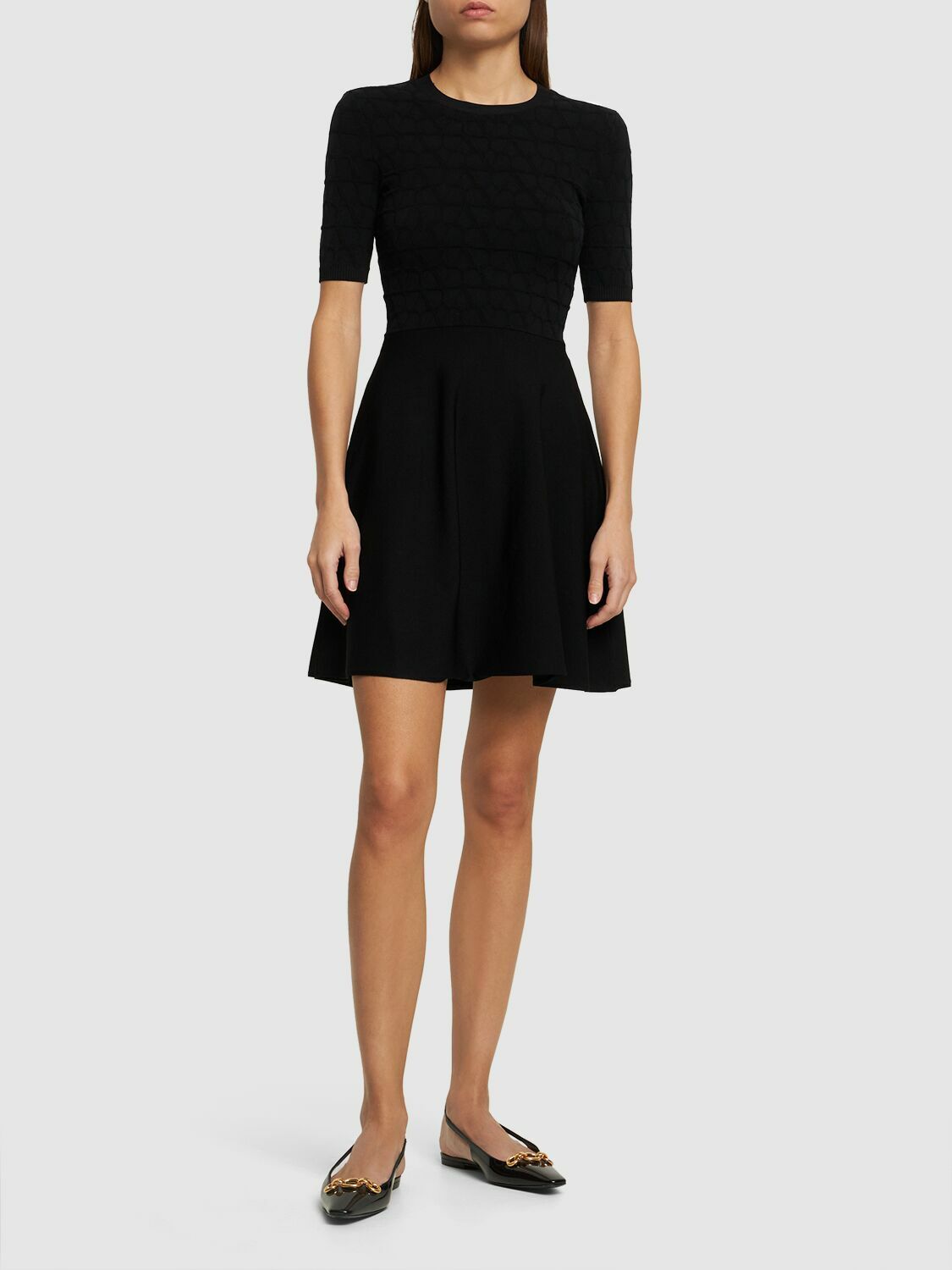 VALENTINO - Knit Logo Short Sleeve Mini Dress Valentino