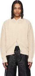 COOR Beige Semi-Overfit Cotton Crochet Cardigan