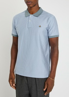 Vivienne Westwood Classic Striped Cotton Polo Shirt White And Blue