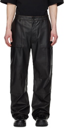 Juun.J Black Knee Tuck Faux-Leather Pants