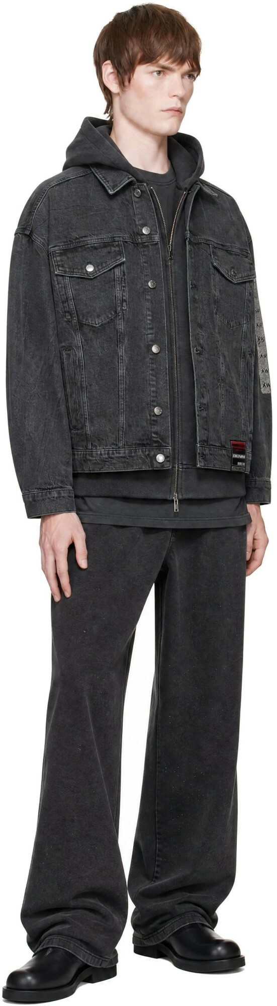 Alexander Wang Gray Flasher Graphic Oversized Denim Trucker Jacket
