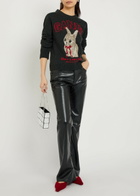 Ganni Logo-intarsia Wool-blend Jumper Black