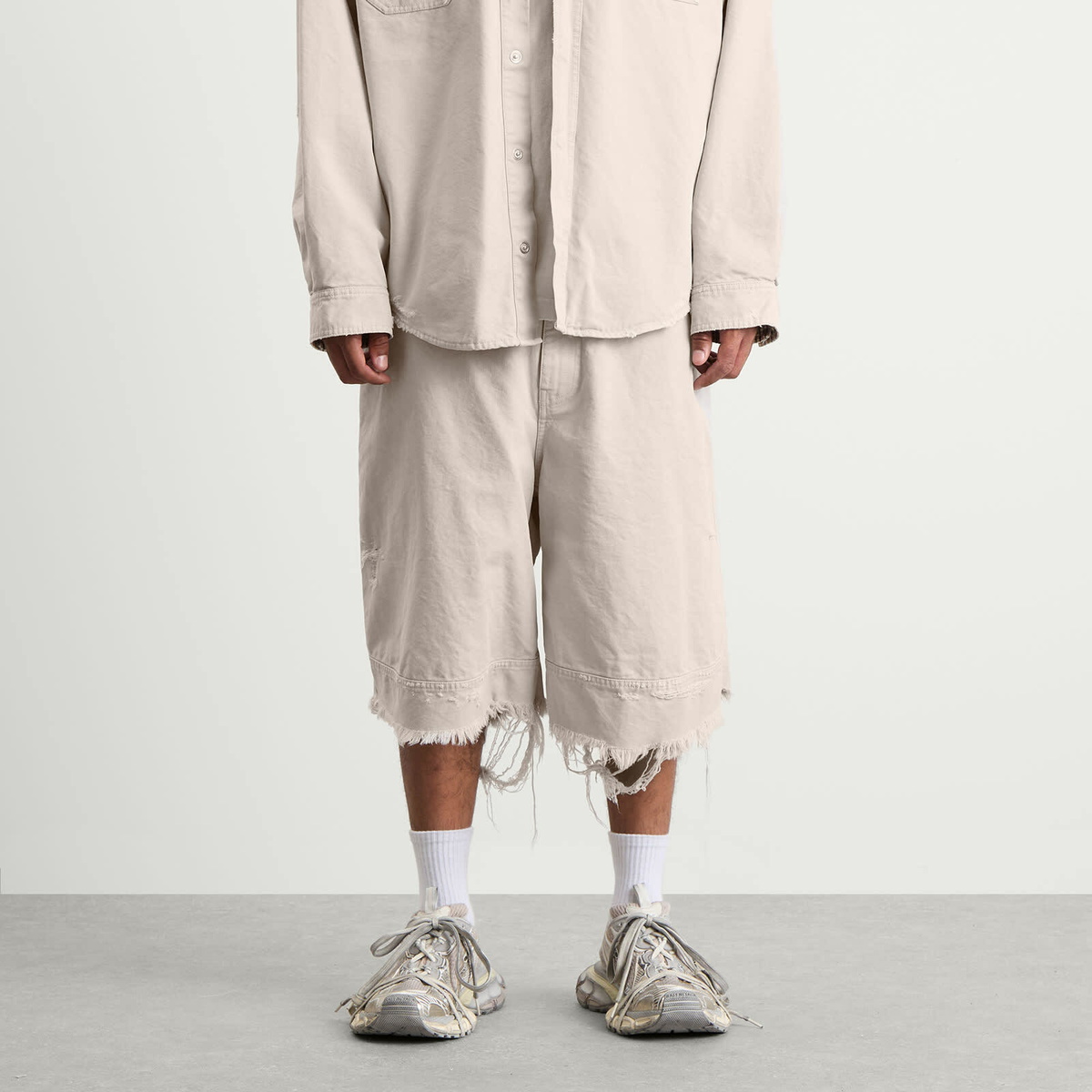 Balenciaga Men's Heavy Cotton Workwear Pants in Light Grey