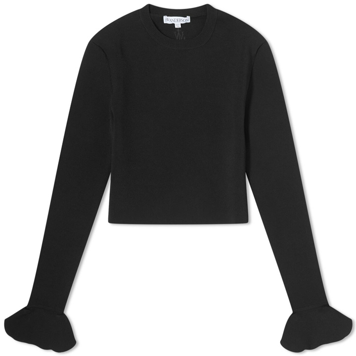 Photo: JW Anderson Women's Cropped Ruffled Sleeve Jumper in Black