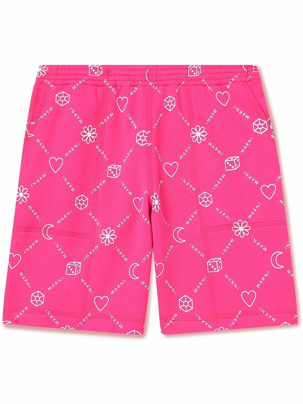 Photo: Marni - Straight-Leg Logo-Print Cotton-Jersey Shorts - Pink