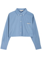 Love Stories Pete Cropped Cotton-poplin Shirt Blue