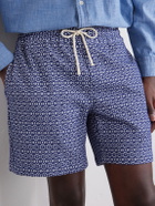 Portuguese Flannel - Abstract Tile Straight-Leg Cotton Shorts - Blue