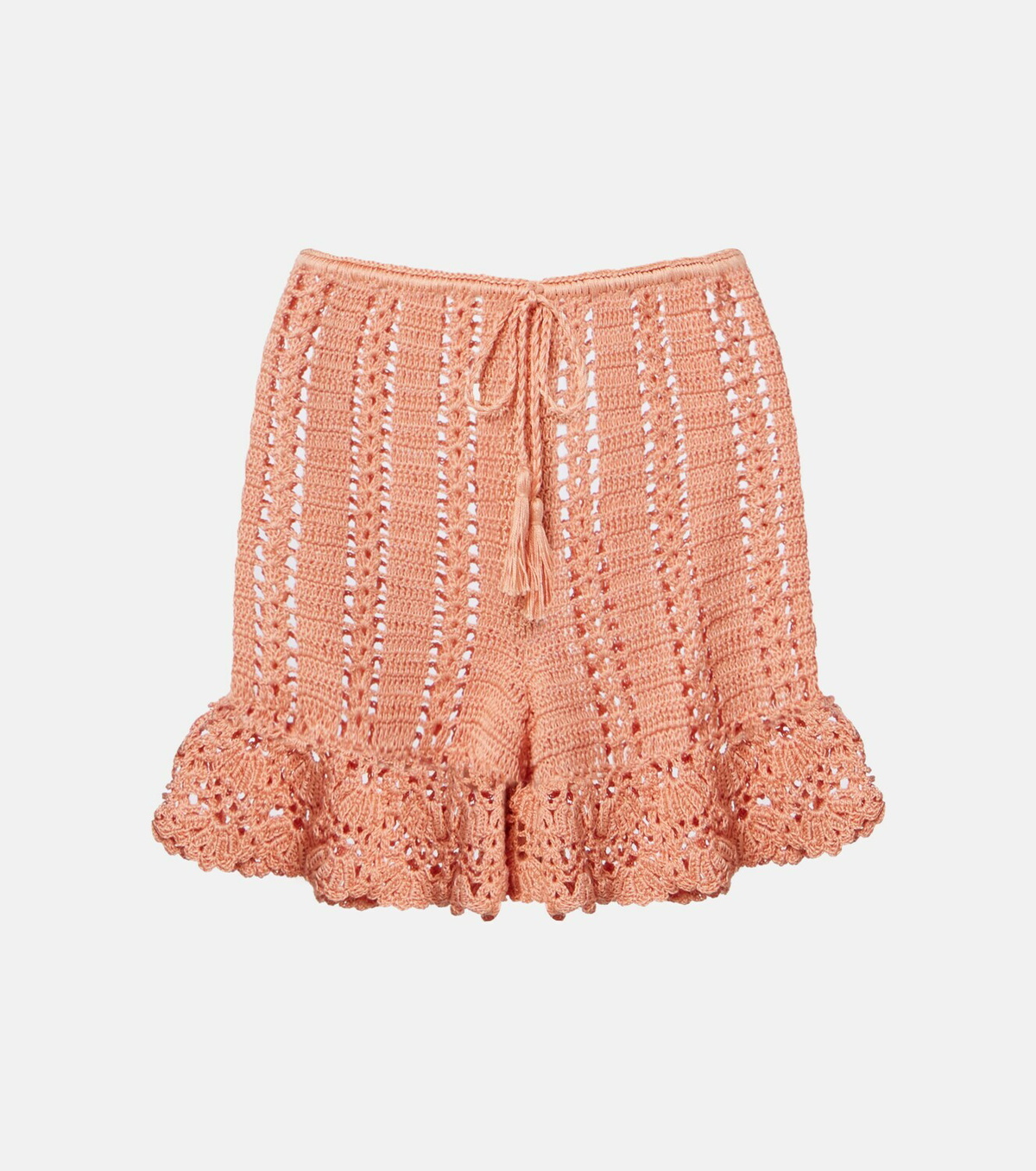 Anna Kosturova Crochet ruffled cotton shorts