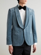 Mr P. - Slim-Fit Shawl-Collar Cotton-Velvet Tuxedo Jacket - Blue