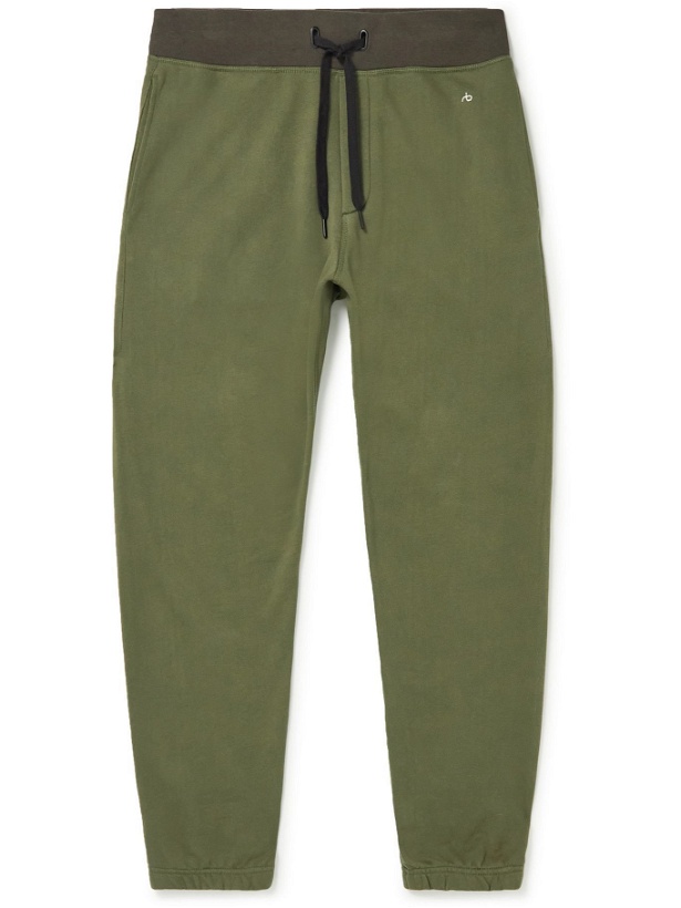Photo: Rag & Bone - City Prospect Tapered Two-Tone Organic Cotton-Terry Sweatpants - Green