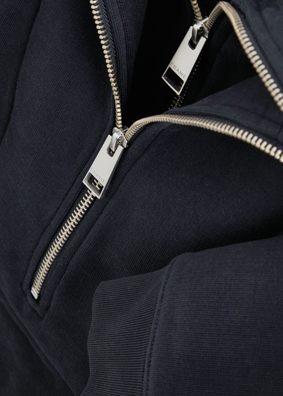 Frame Layered Half-zip Jersey Sweatshirt Navy