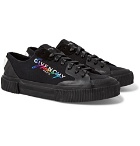 Givenchy - Embroidered Logo-Print Rubber and Suede-Trimmed Canvas Sneakers - Black
