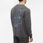 Gramicci Men's Long Sleeve Footprints T-Shirt in Grey Pigment