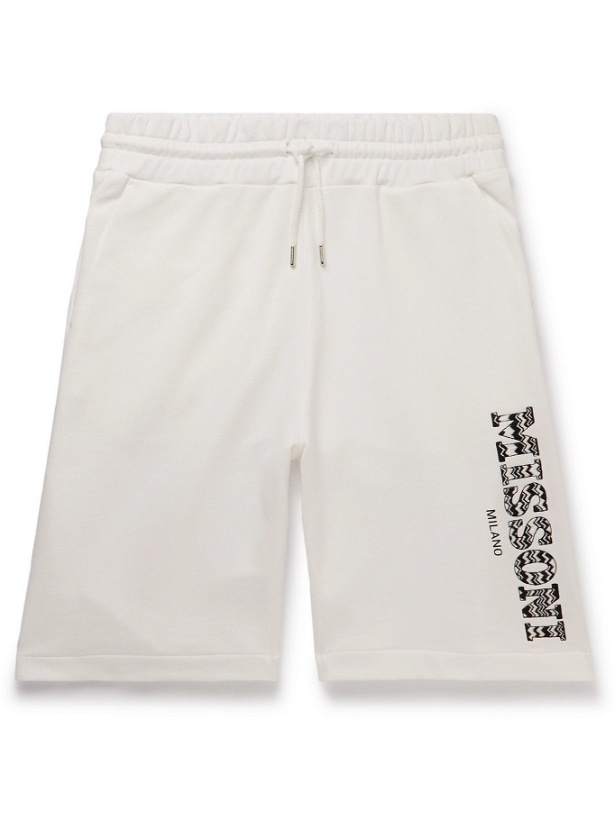 Photo: Missoni - Wide-Leg Logo-Appliquéd Cotton-Jersey Drawstring Shorts - White