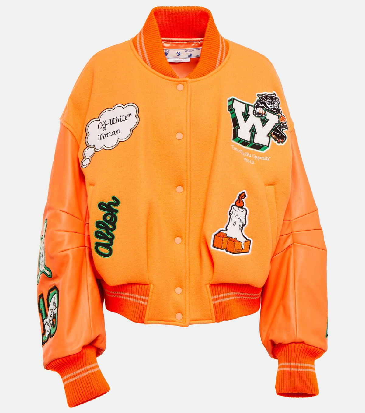 Off-White - Appliqué wool-blend bomber jacket