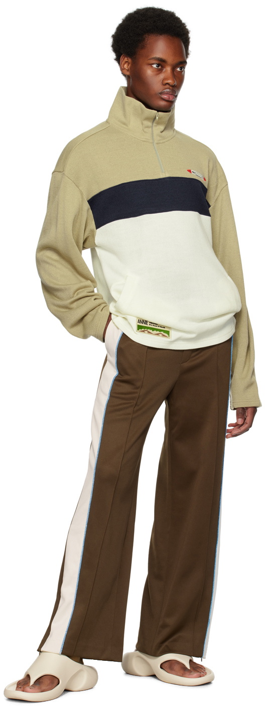 Kijun Off-White & Taupe Half-Zip Track Jacket