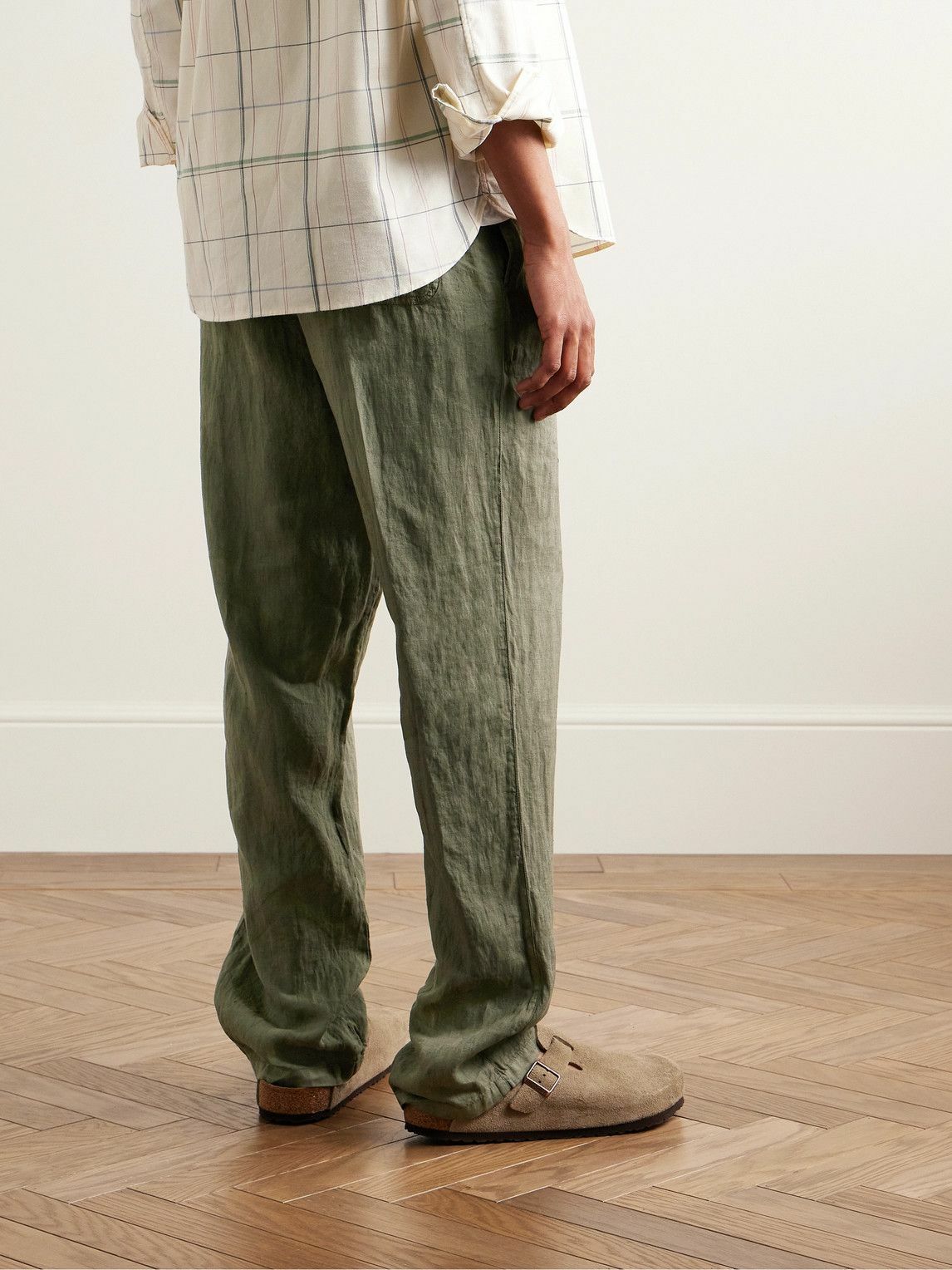 Aspesi - Ventura Straight-Leg Linen Trousers - Green