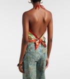 Etro Printed halterneck silk top