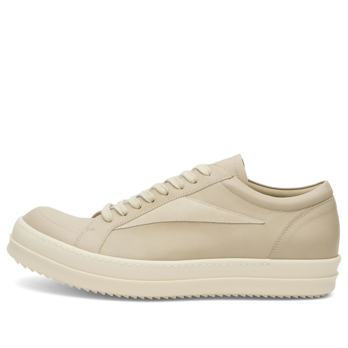 Rick Owens Men's Leather Vintage Sneaks in Sand/Milk/Milk