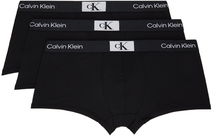 Photo: Calvin Klein Underwear Three-Pack Black Low-Rise Trunk Boxers