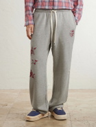 NAHMIAS - Youth Enrichment Wide-Leg Logo-Print Distressed Cotton Sweatpants - Gray