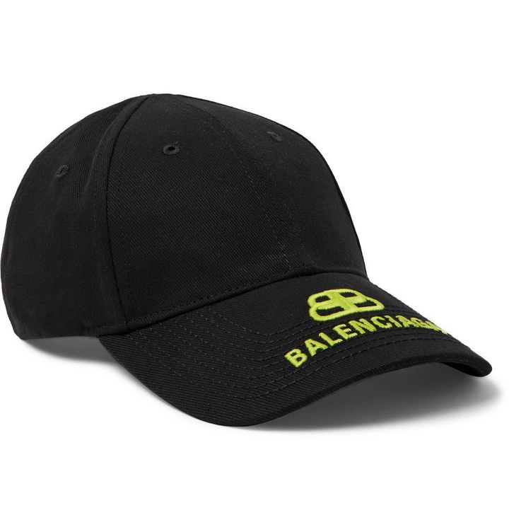 Photo: Balenciaga - Logo-Embroidered Cotton-Twill Baseball Cap - Black