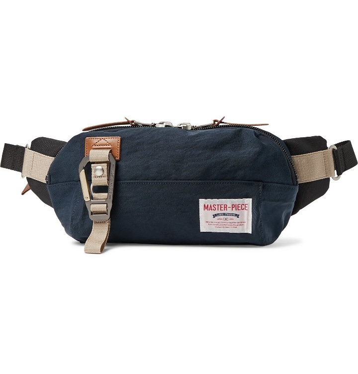 Photo: Master-Piece - Leather-Trimmed Nylon-Twill and Canvas Belt Bag - Blue