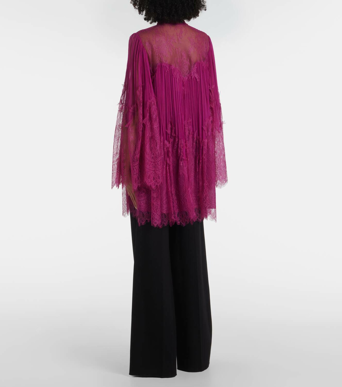 Costarellos Jorie lace-trimmed silk-blend blouse