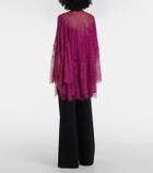 Costarellos Jorie lace-trimmed silk-blend blouse