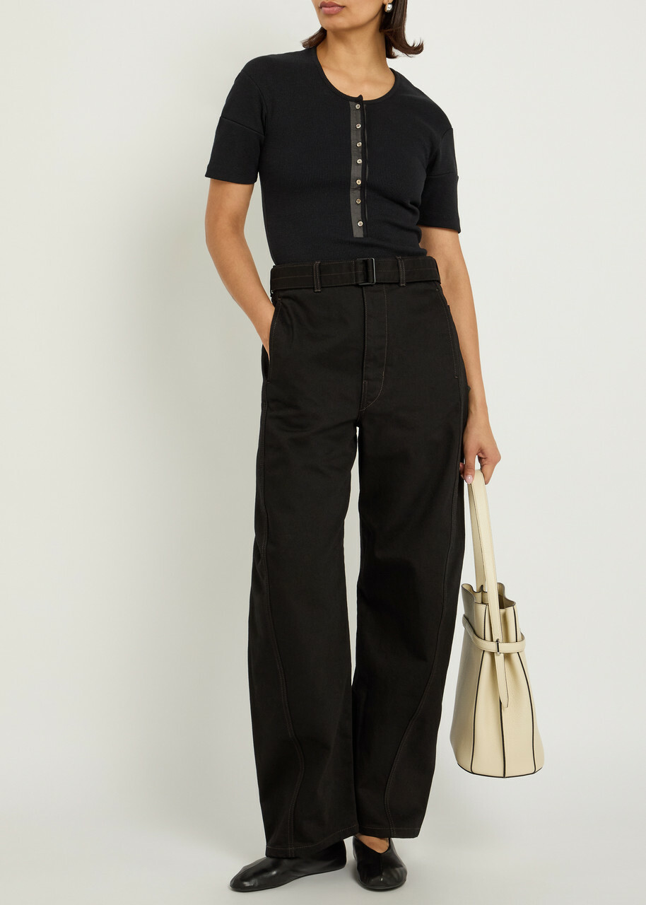 Lemaire Belted Barrel-leg Jeans Black