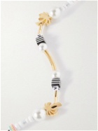 Palm Angels - Gold-Tone, Faux Pearl, Beaded and Cord Necklace