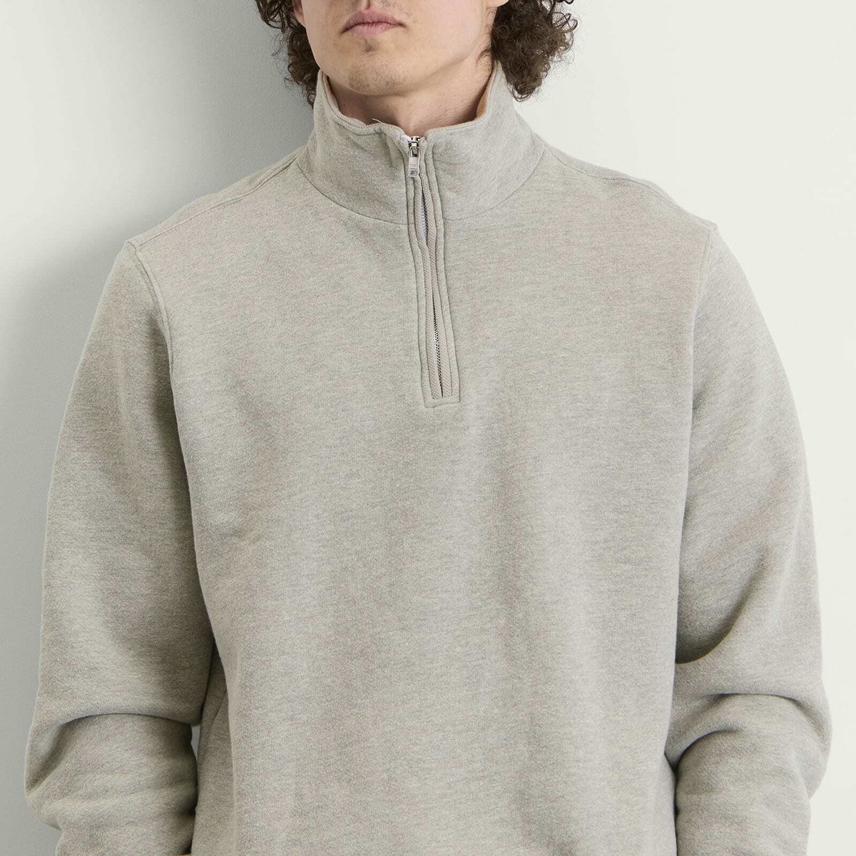 Les Tien Men's Heavyweight Half Zip Yacht Pullover in Heather Grey