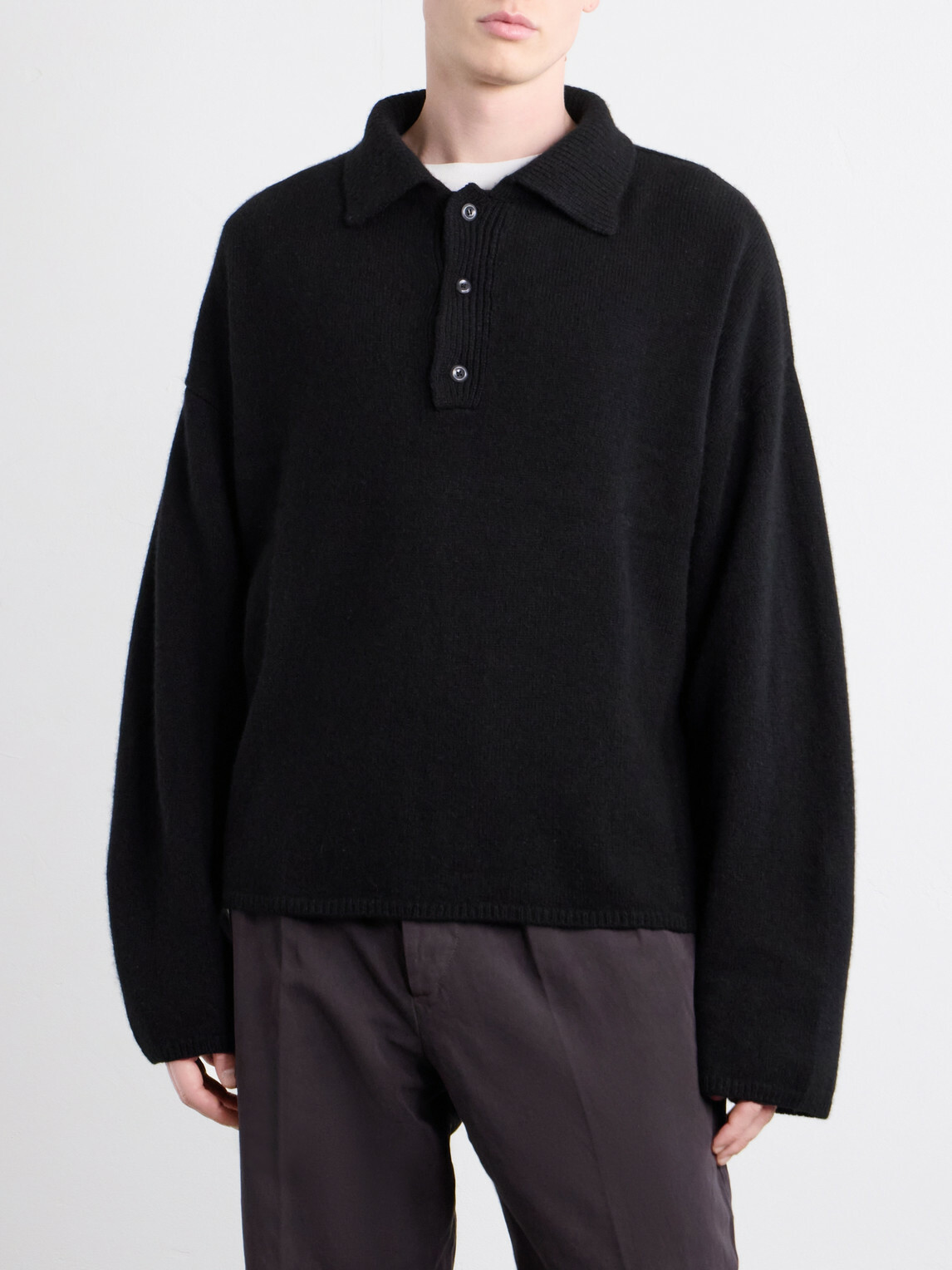 The Elder Statesman - Dume Rugby Cashmere Polo Sweater - Black