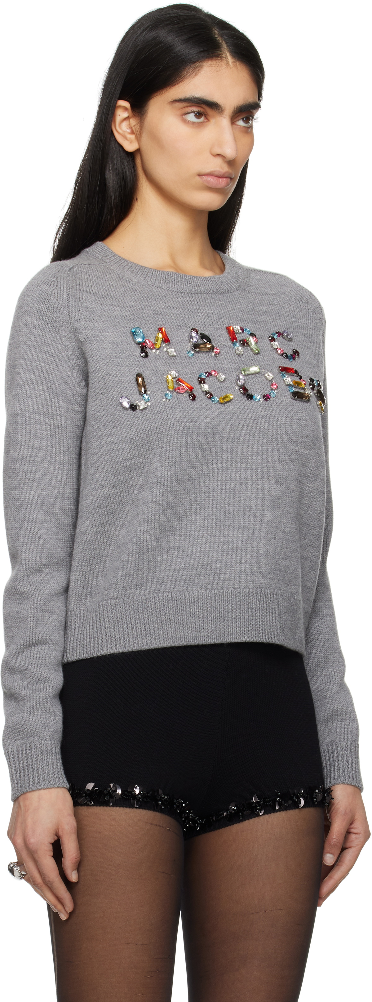 Marc Jacobs Gray Gem Knit Logo Sweater