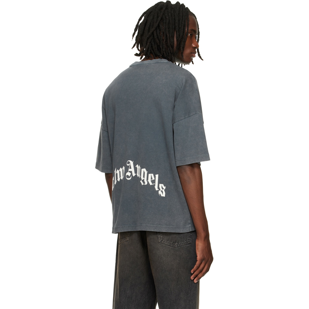Palm Angels Gray Skull Loose T-shirt