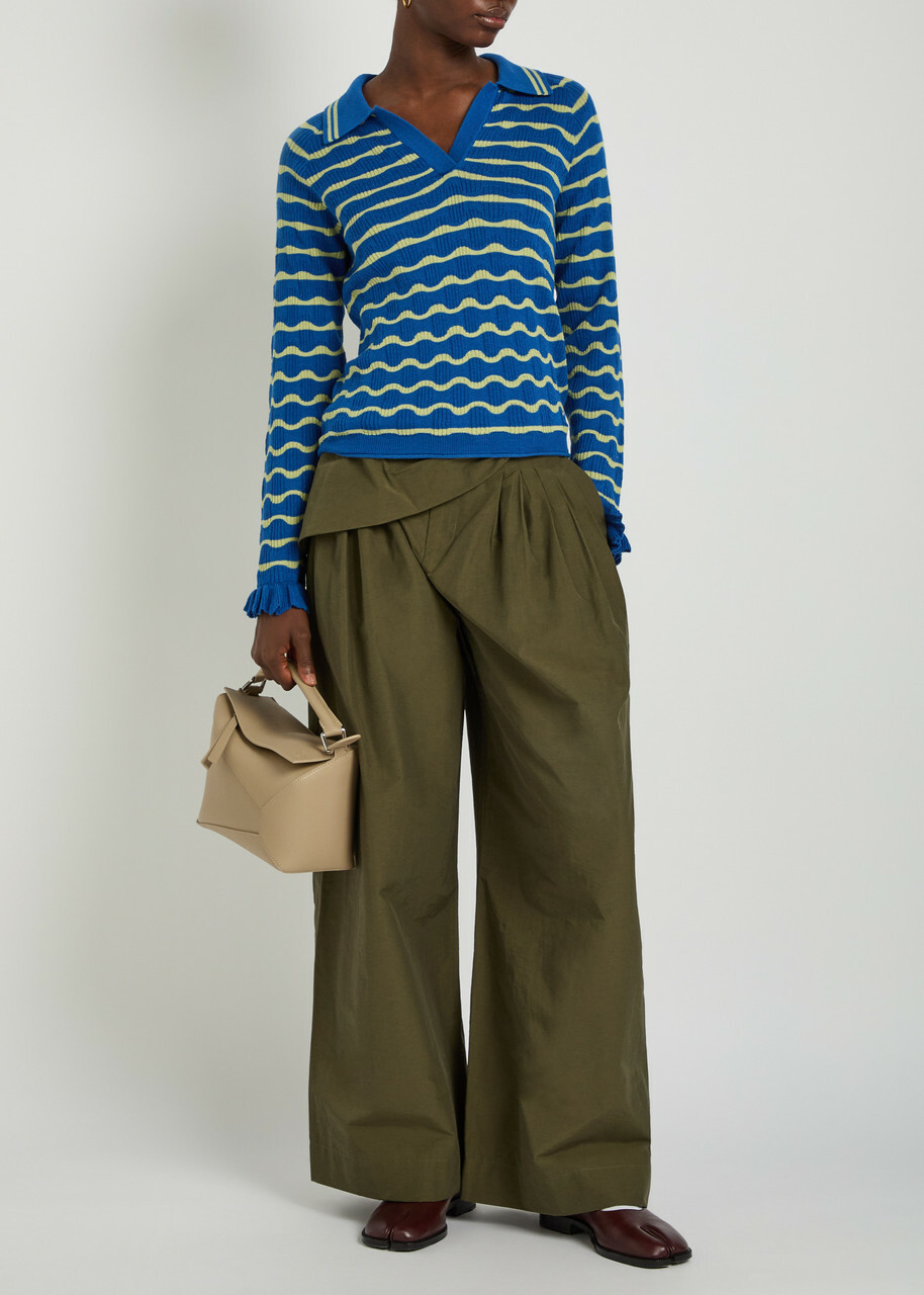 Damson Madder Silvia Cotton and Wool-blend Jumper Blue