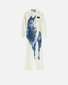 Pinko Reimagine By Pinko X Patrick Mc Dowell Workwear Jumpsuit With Horse Print Natural/Blue
