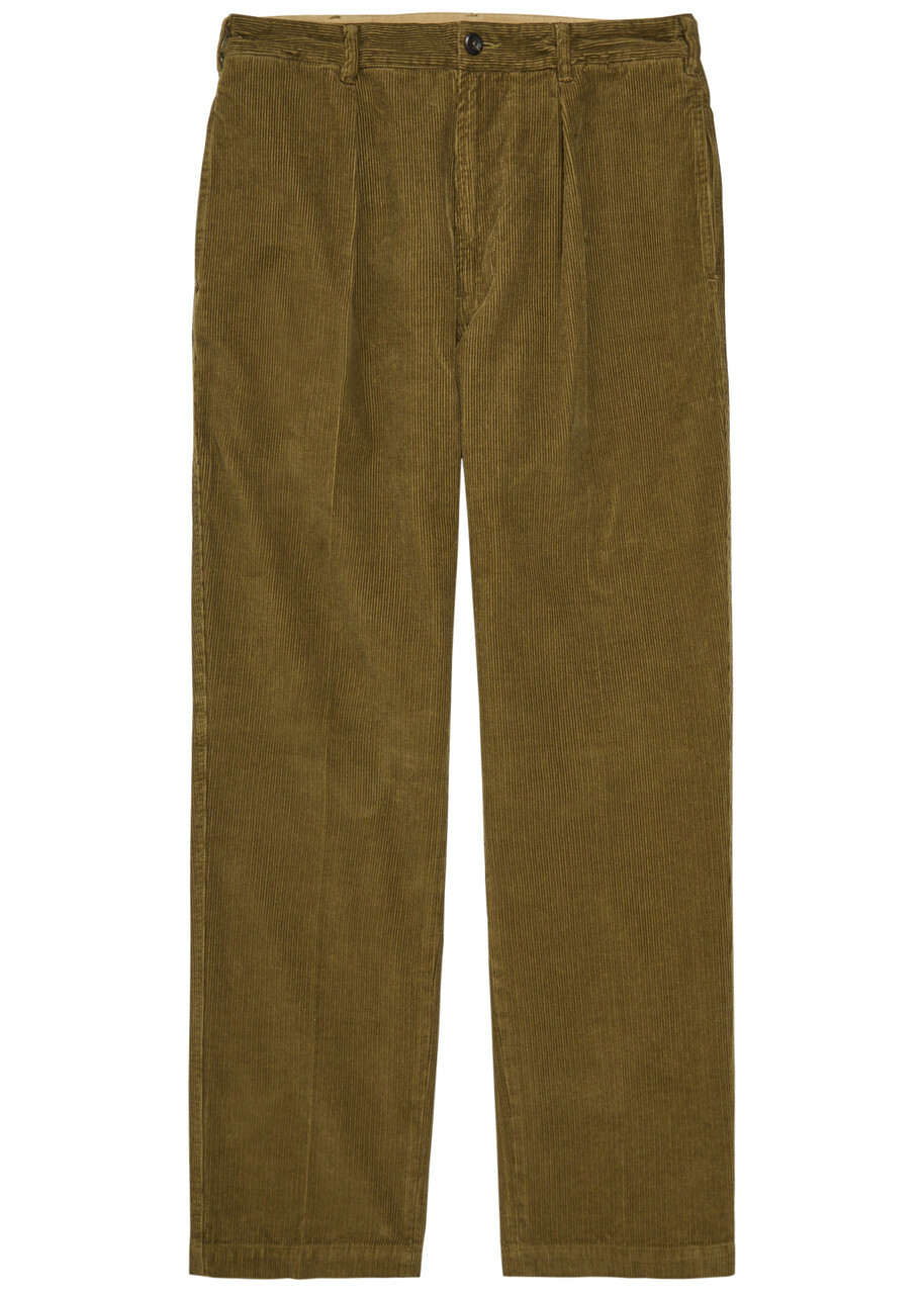 Drake's Tapered-leg Corduroy Trousers Khaki