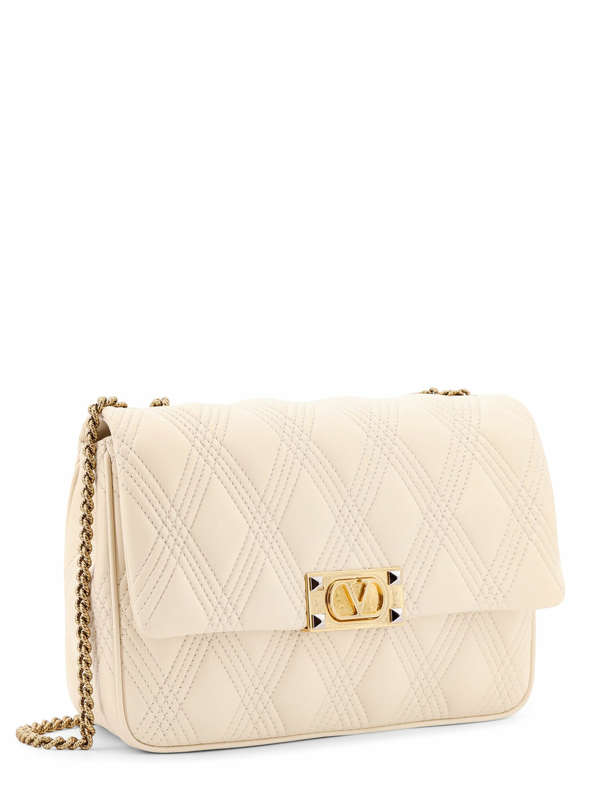 Valentino Garavani Ivory Nappa Leather Large Quiltie 67 Shoulder Bag ...