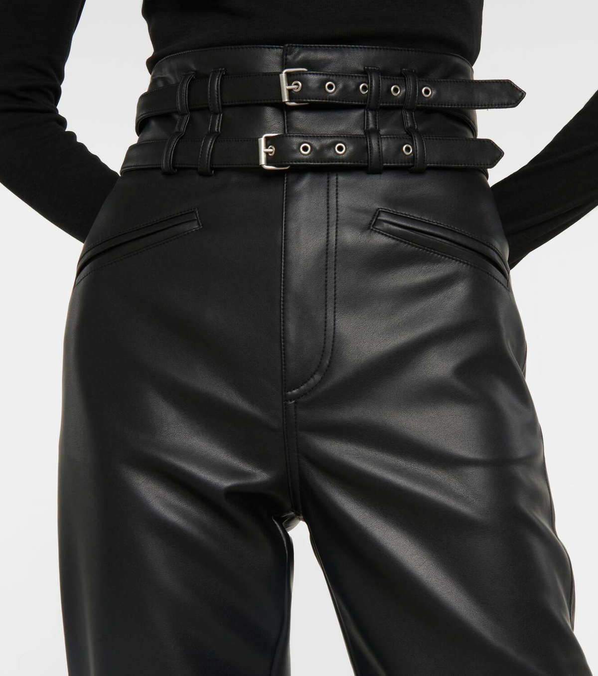 Philosophy di Lorenzo Serafini Faux-leather high-rise straight pants