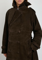 Aaron Esh Double-breasted Suede Trench Coat Brown
