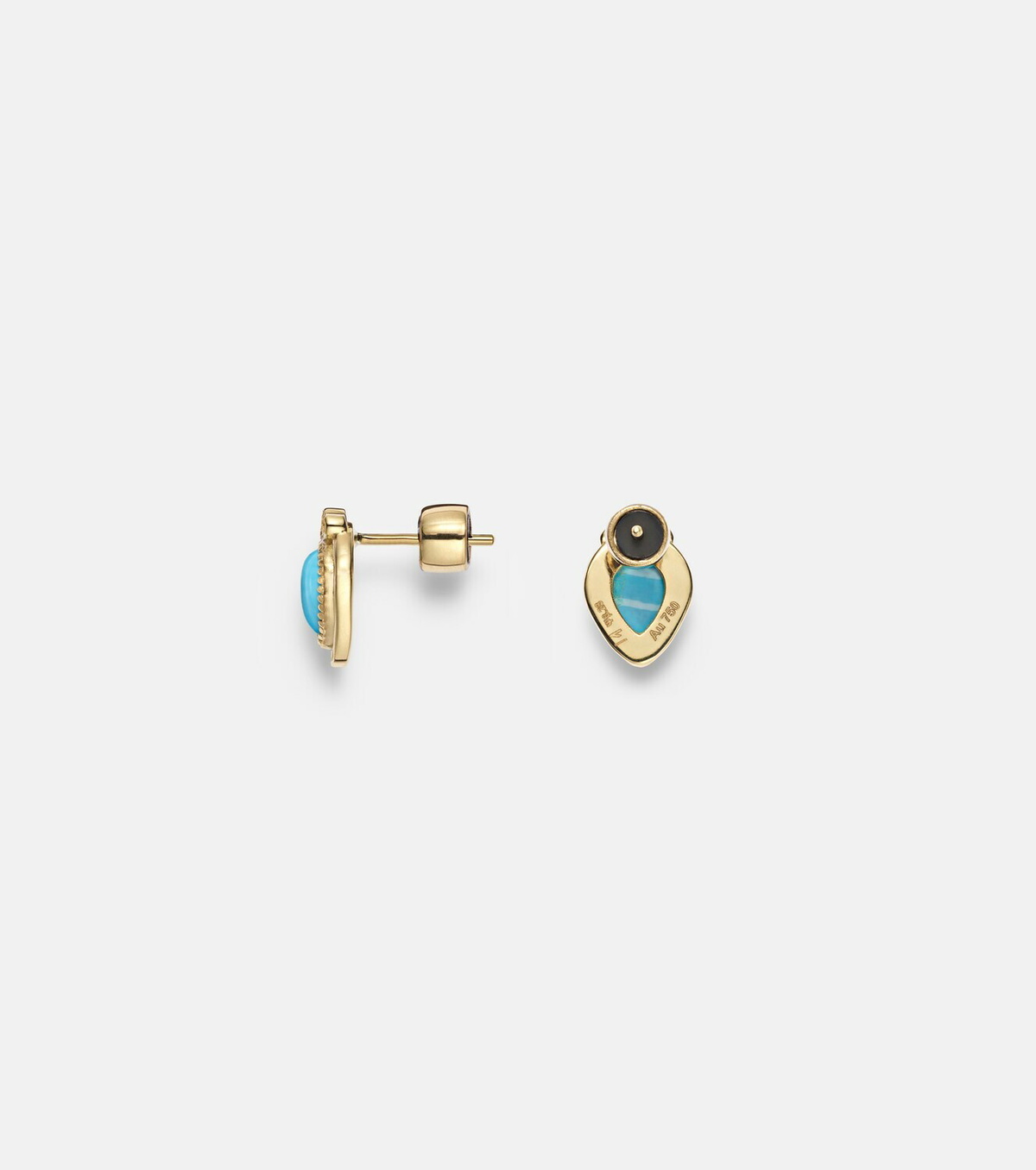 Ileana Makri Tiara 18kt gold drop earrings with diamonds and turquoise
