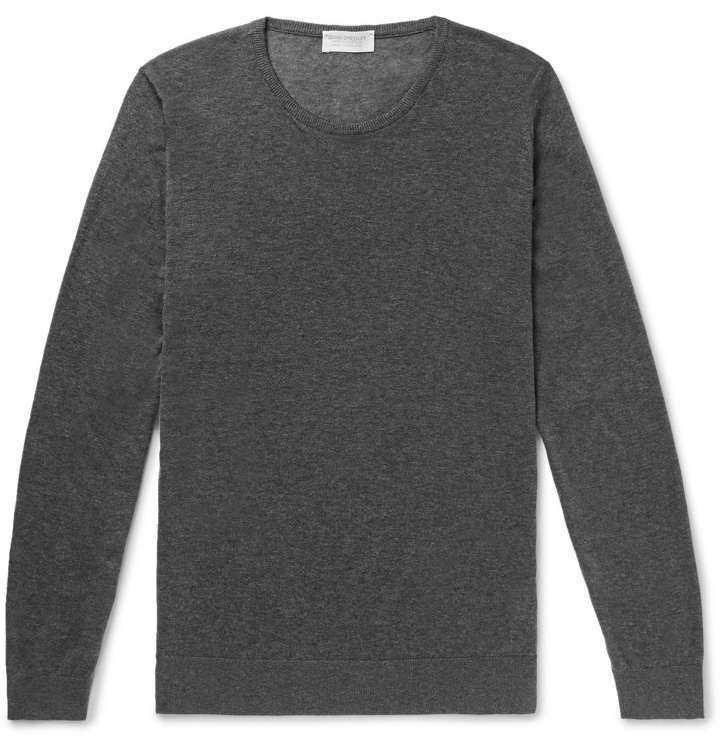 Photo: John Smedley - Theon Slim-Fit Sea Island Cotton and Cashmere-Blend Sweater - Gray