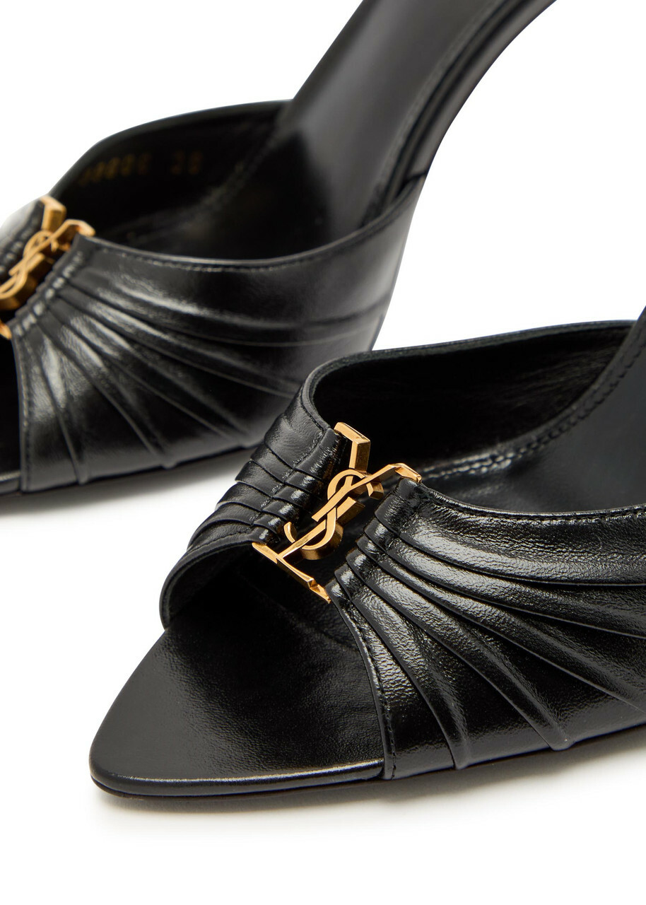 Saint Laurent Babylone 90 Pleated Leather Mules Black